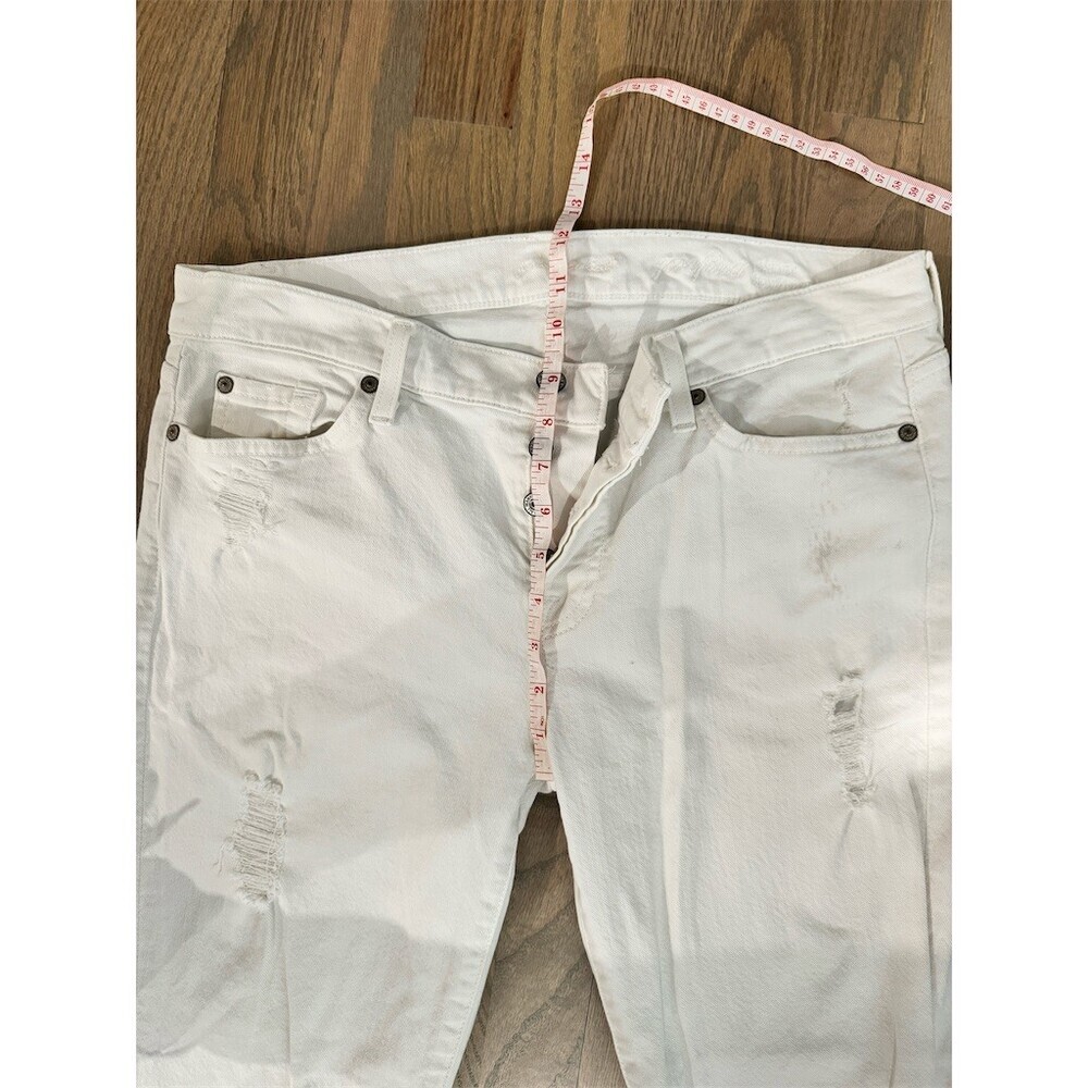 7 For All Mankind Jeans Womens Size 29 White Distressed Skinny Boyfriend - Picture 3 of 14
